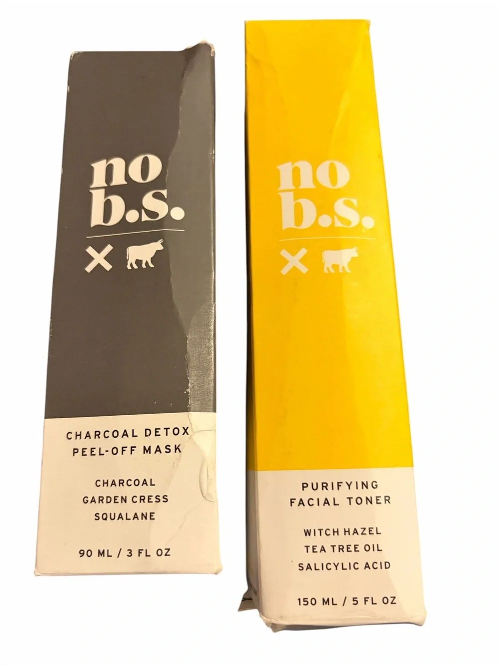 NIB no b.s. Spa Acne Bundle Charcoal Detox Perl-Off Mask+Purifying Facial Toner